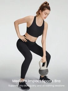 GLOWMODE 性能裁剪露出式勾扣運動內衣中強度慢跑健身日常訓練 - 黑色 - 查看 3