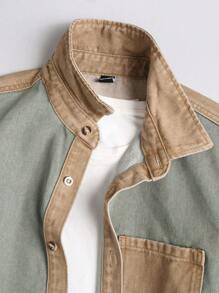 Manfinity Hypemode Men Cotton Two Tone Pocket Patched Denim Shirt Without Tee - Multicolor - View 3