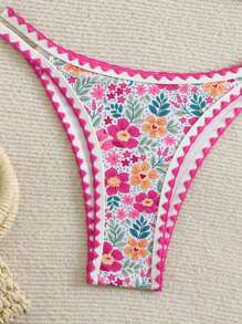 Swim Mod Women's Summer Beach Tropical Plant Print Sexy Bikini Set, Two-Piece Bikini Set - Multicolor - View 4