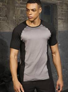 Manfinity Sport Corelite Maglietta sportiva casual da uomo stile boyfriend, con blocchi di colore e inserti, maglietta da compressione estiva da uomo - Multicolore - Visualizzare 7