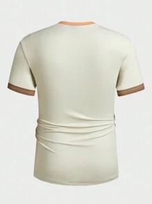 Manfinity LEGND Men's Summer Casual Slogan Harley Printed Round Neck Short Sleeve T-Shirt - Beige - View 2