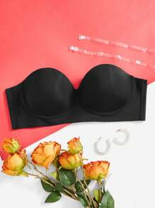 Soutien-gorge grande taille sans bretelles avec armatures et 1 paire de bretelles transparentes