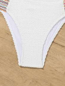 Conjunto de bikini de unicolor de estilo sencillo para niñas preadolescentes, para uso diario en la playa - Blanco - Ver 3