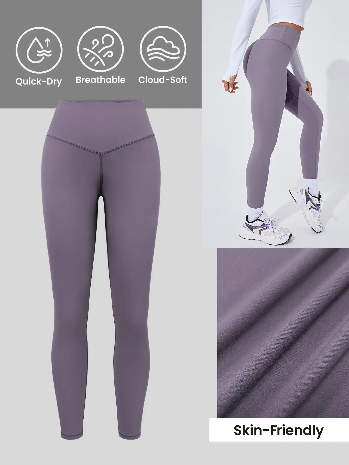 Easithlete 女士纯色高腰休闲瑜伽紧身裤