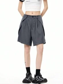 SHEIN EZwear Shorts y bermudas casuales de verano para mujer - Gris - Ver 1