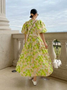 Heavy Jacquard Embroidered Formal Evening Dress Elegant Prom Wedding Guest Gown, For Graduation, Dinner Party Dress