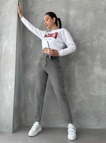 EURMUSE Jeans Ajustados Para Mujeres - Gris - Ver 5