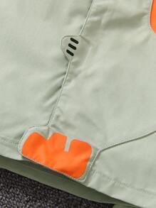 SHEIN 2 Stücke Set aus süßer langärmliger Kapuzenjacke mit Dinosaurier-Aufdruck für Kleine Jungen und lockerer Hose mit 3D-Dinosaurier-Motiv, geeignet für die tägliche Freizeitkleidung