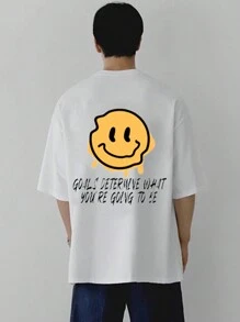 DAZY Camiseta de verano para hombre con cuello redondo y mangas cortas con impresión de letras para uso casual o en el trabajo - Blanco - Ver 5