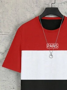 Manfinity Homme Men's Plus Size Summer Letter Print Round Neck Short Sleeve Casual T-Shirt And Drawstring Waist Shorts Set - Multicolor - View 4