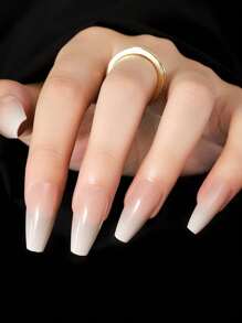 24Pcs Coffin Shape Almond Ombre Press-On Nails, Includes 1Pc Jelly Glue Stick For Daily Gentle Wear, Suitable For Women & Girls, Valentine'S Day, Mother'S Day Nail Supplies Nails - Multicolor - View 6