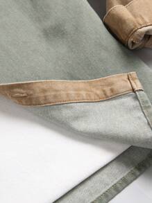 Manfinity Hypemode Men Cotton Two Tone Pocket Patched Denim Shirt Without Tee - Multicolor - View 6