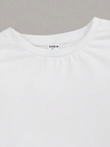 SHEIN Girlism Juego casual de camiseta de manga corta en blanco y negro para chica adolescente - Blanco y Negro - Ver 4