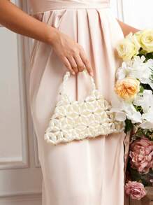 SHEIN Belle Luxury, Glamorous,Elegant, Pearl, Women Top Handle Bag, Women Evening Bag,For Girls, Ladies, Women,College Students,For Brides,Bridesmaid, Wedding Guests, Honeymoon,For Party, Prom, Wedding,Club, Date, Evening,Date Night