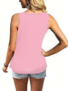 SHEIN LUNE Camiseta sin mangas de moda de verano de unicolor