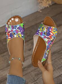 Plus Size 36-45 Fashionable Casual Open Toed Thick-Soled Women's Summer Sandals, Ideal For Vacation And Daily Outdoor Wear, White Roman Flat Sandals, Light Weight, Comfortable And Versatile For Women's Wedge Heels And Thick-Soled Sandals. - Multicolor - View 4