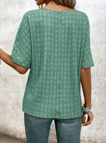 EMERY ROSE Women's Summer V-Neck Batwing Sleeve Loose T-Shirt With Pocket And Cross Hem