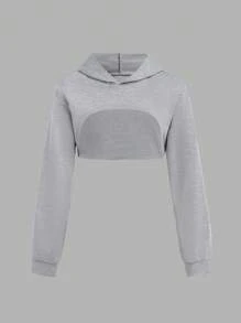 Teen Girls Solid Color Simple Daily Long Sleeve Sweatshirt - Multicolor - View 4