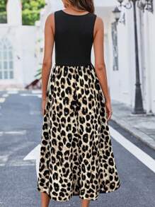 SHEIN LUNE LUNE 豹纹拼接女士连衣裙长款套装 - 彩色 - 查看 2