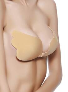 Mới đến Bio Solid Màu Backless Dính Hình Cánh Bra Pad - Màu be - Xem 1