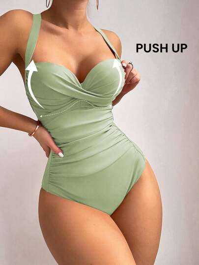 SHEIN Swim Bañador una pieza push up cruzado