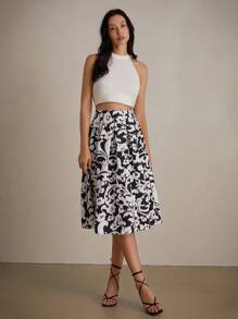 SHEIN Privé Women's Elegant Random Printed Skirt, Summer - Multicolor - View 4