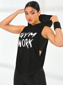 Gameset SHEIN Sport Cut Out Back Crop Sports Teeworkout Tank Top - Black - View 5