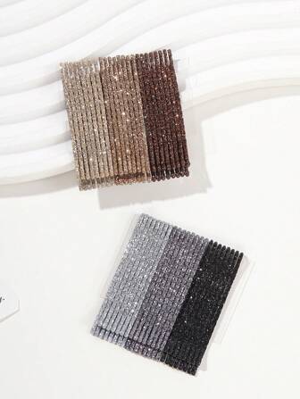 48pcs Shiny Glitter Hair Clips, Ombre Color, Metal Wavy Barrettes For Women, Bangs Clip, Versatile All-Match Hairpins Claw Clips, School Stuff, Hair Accerssories