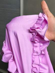 Slaydiva Rochie de vacanță elegantă, neagră, cu bretele cu volane, cu design sexy