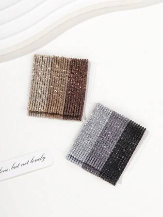 48pcs Shiny Glitter Hair Clips, Ombre Color, Metal Wavy Barrettes For Women, Bangs Clip, Versatile All-Match Hairpins Claw Clips, School Stuff, Hair Accerssories