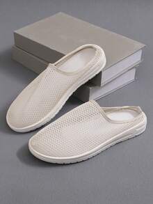 Women's Backless Slides, 2024 New Summer Collection, Closed Toe, Mesh Upper, Breathable, Available In Plus Sizes - Black - View 3