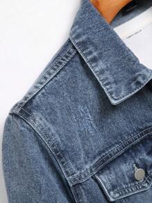 Manfinity Homme Men's Long Sleeve Spring And Autumn Casual Washed Denim Jacket - Medium Wash - View 7