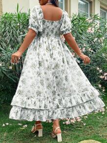 SHEIN Holidaya Damska sukienka z szyfonu w eleganckim romantycznym rozmiarze plus size - Zielony - Zobacz 2