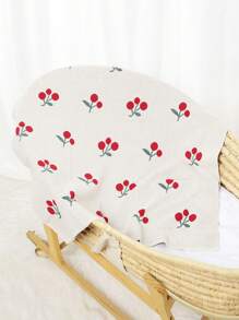 One Cherry Jacquard Knitted Baby Blanket, Suitable For Baby Carrier, All Seasons Love Valentine - White - View 2