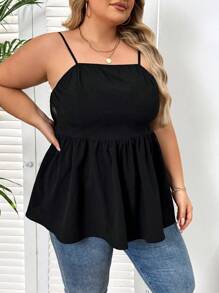 SHEIN CURVE+ 大尺碼女款實色背心上衣，帶蝴蝶結裝飾