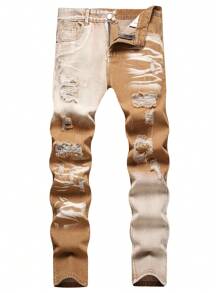 Traceable Cotton - Men's Multi-Process Distressed Slim Straight Jeans - Multicolor - View 1