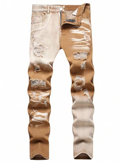 Traceable Cotton - Men's Multi-Process Distressed Slim Straight Jeans