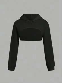 Teen Girls Solid Color Simple Daily Long Sleeve Sweatshirt - Multicolor - View 10