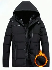 Manfinity Homme Herren Lange Ärmel Kapuzen Wattierte Jacke, für Herbst und Winter