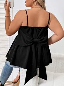 SHEIN CURVE+ 大尺碼女款實色背心上衣，帶蝴蝶結裝飾