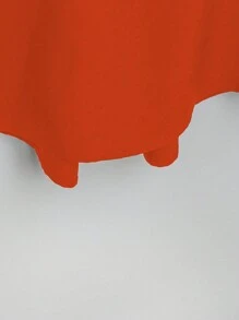 EMERY ROSE Orange Plus Size Turn-Down Collar Half Sleeve Button-Front Mid-Length Dress - Orange - View 4