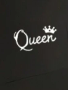 Leggings pitillo con estampado de letras de talle alto para mujeres - Negro - Ver 7