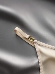 SHEIN Bộ 3 quần lót chữ T gợi cảm màu trơn tối giản dành cho nữ có trang trí bằng kim loại - Nhiều màu - Xem 3