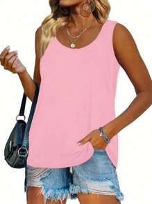 SHEIN LUNE Camiseta sin mangas de moda de verano de unicolor