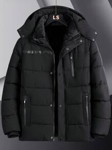 Manfinity Homme Herren Lange Ärmel Kapuzen Wattierte Jacke, für Herbst und Winter