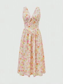 SHEIN Unity 女式休閒無袖印花日常連衣裙（隨機圖案） - 粉色 - 查看 1