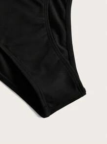Women's Simple Printed Daily Sports Underwear - Black - View 5
