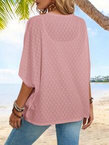 EMERY ROSE 女士度假休閒純色蝙蝠袖外套 - 藕粉色 - 查看 2
