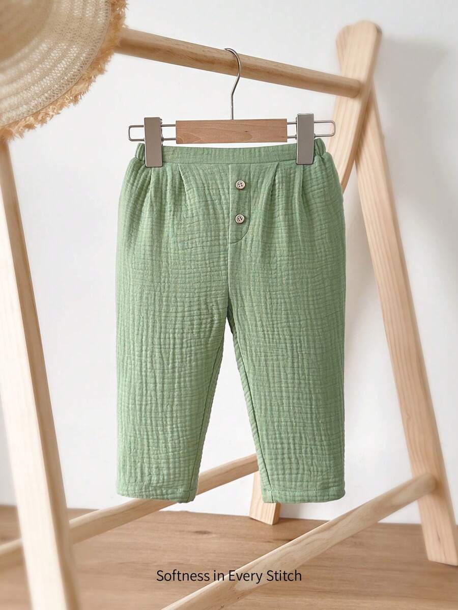 Cozy Pixies Baby Boy Nút trang trí eo đàn hồi quần âu - màu xanh lá - Xem 1