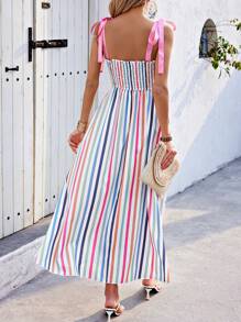 Breezaya Robe cami rayée et imprimée colorée pour femmes - Multicolore - Voir 2